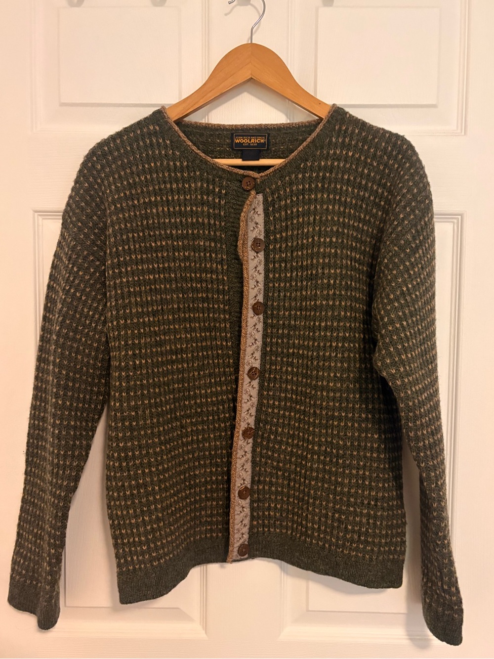 Woolrich Wool Green Floral Cardigan